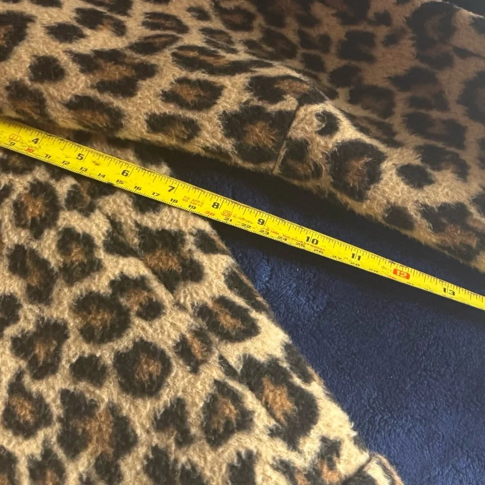 Express XS Leopard Print Teddy Button Coat - Picture 5 of 8